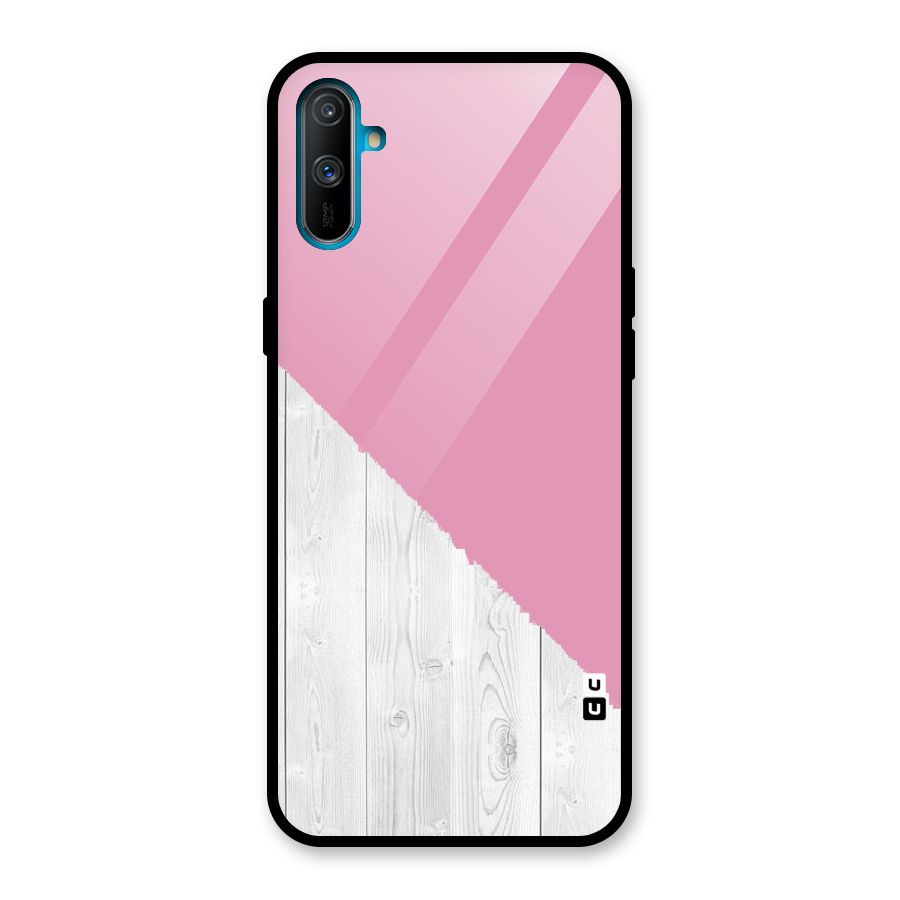 Grey Pink Wooden Design Glass Back Case for Realme C3