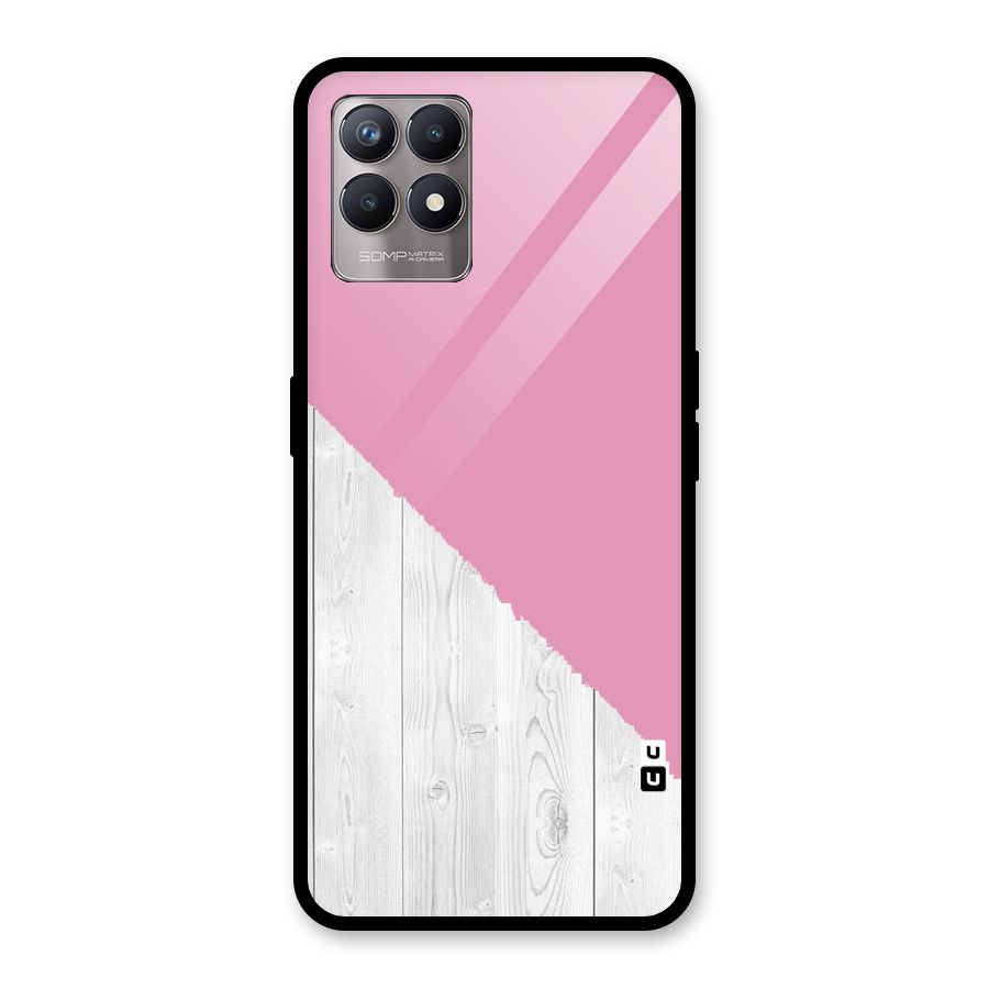 Grey Pink Wooden Design Glass Back Case for Realme Narzo 50
