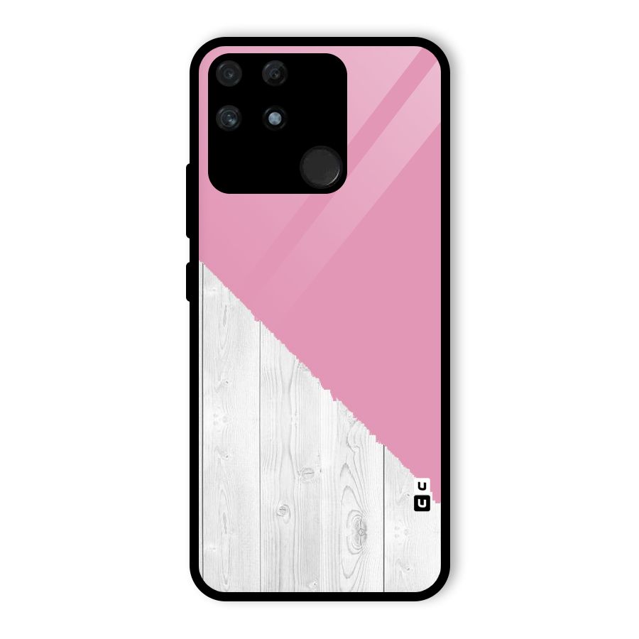 Grey Pink Wooden Design Glass Back Case for Realme Narzo 50A