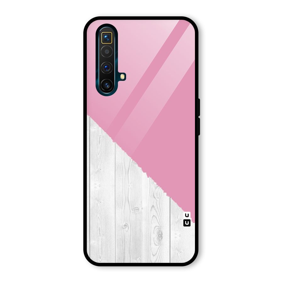 Grey Pink Wooden Design Glass Back Case for Realme X3