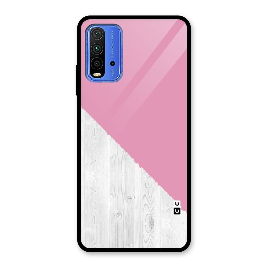 Grey Pink Wooden Design Glass Back Case for Redmi 9 Power