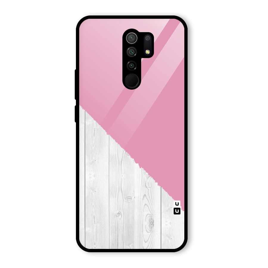 Grey Pink Wooden Design Glass Back Case for Redmi 9 Prime