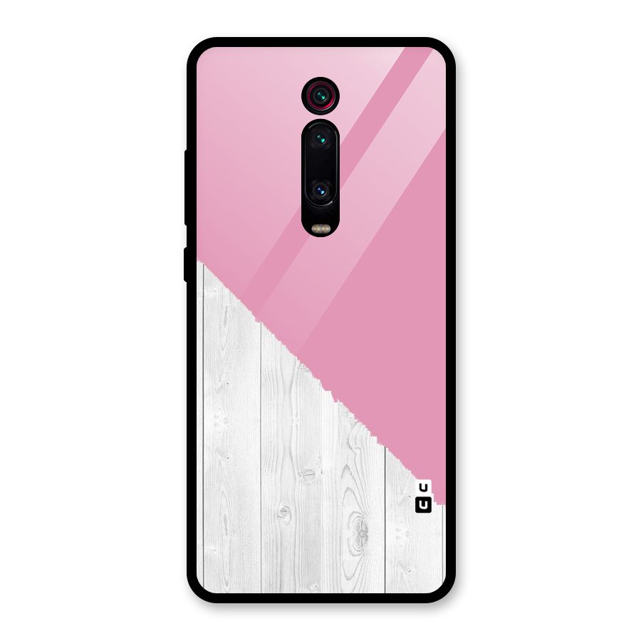 Grey Pink Wooden Design Glass Back Case for Redmi K20