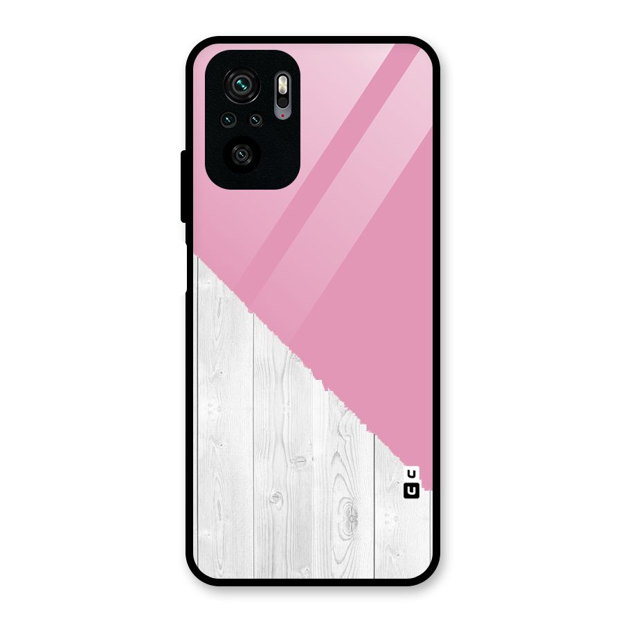 Grey Pink Wooden Design Glass Back Case for Redmi Note 10S