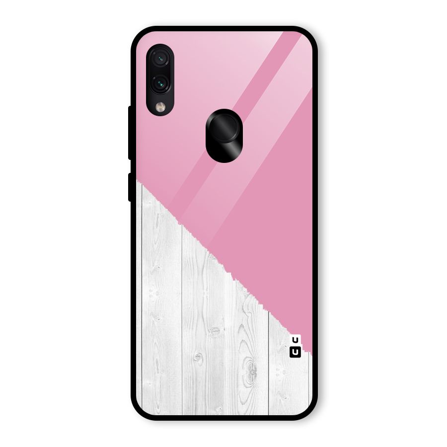 Grey Pink Wooden Design Glass Back Case for Redmi Note 7S