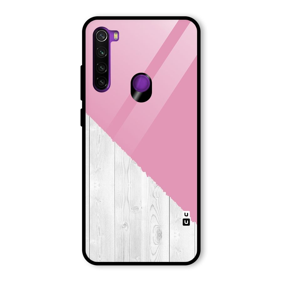 Grey Pink Wooden Design Glass Back Case for Redmi Note 8