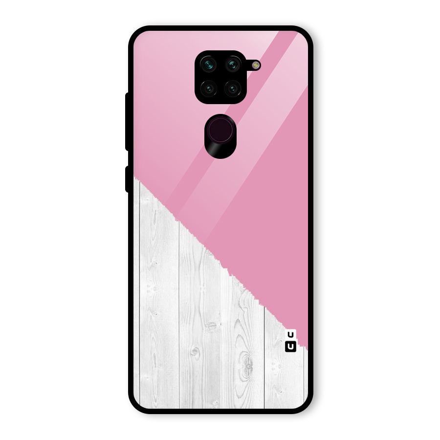 Grey Pink Wooden Design Glass Back Case for Redmi Note 9