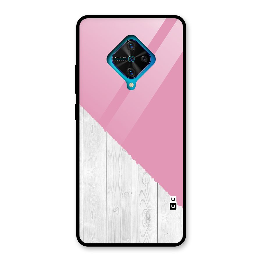 Grey Pink Wooden Design Glass Back Case for Vivo S1 Pro