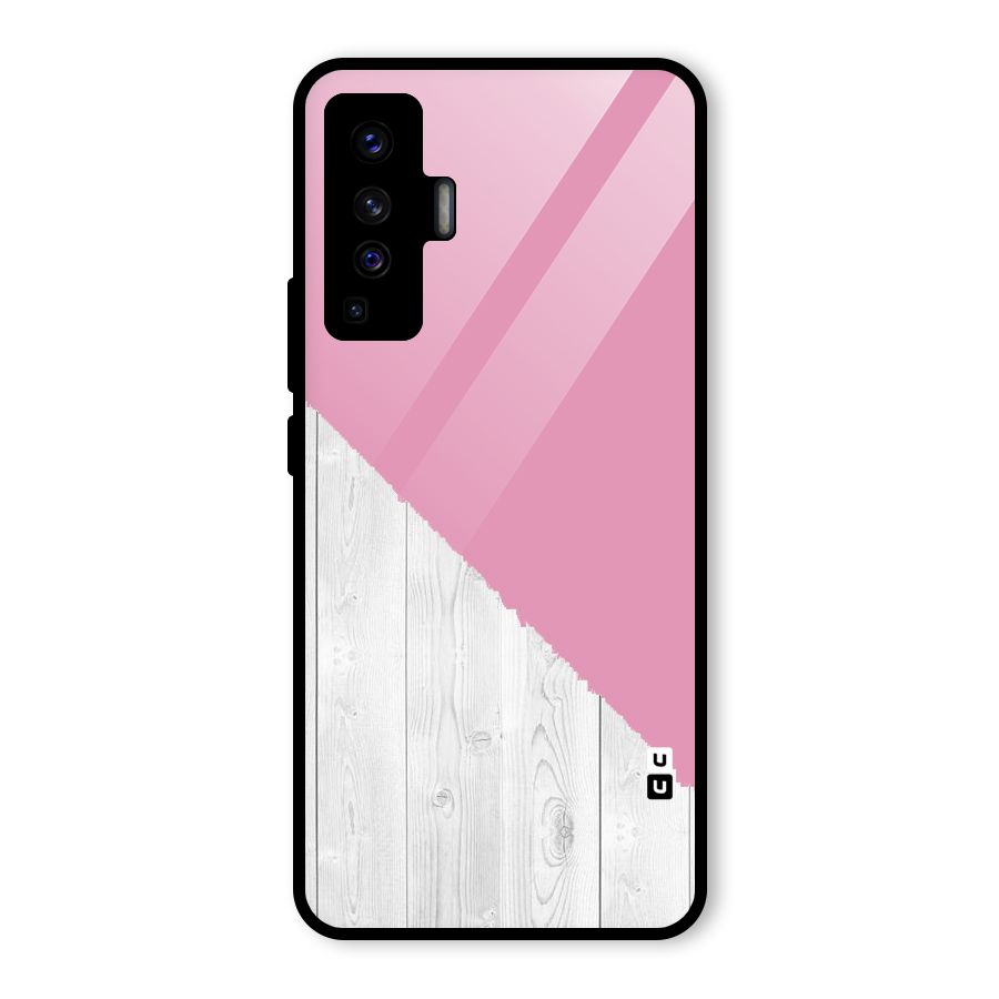 Grey Pink Wooden Design Glass Back Case for Vivo X50