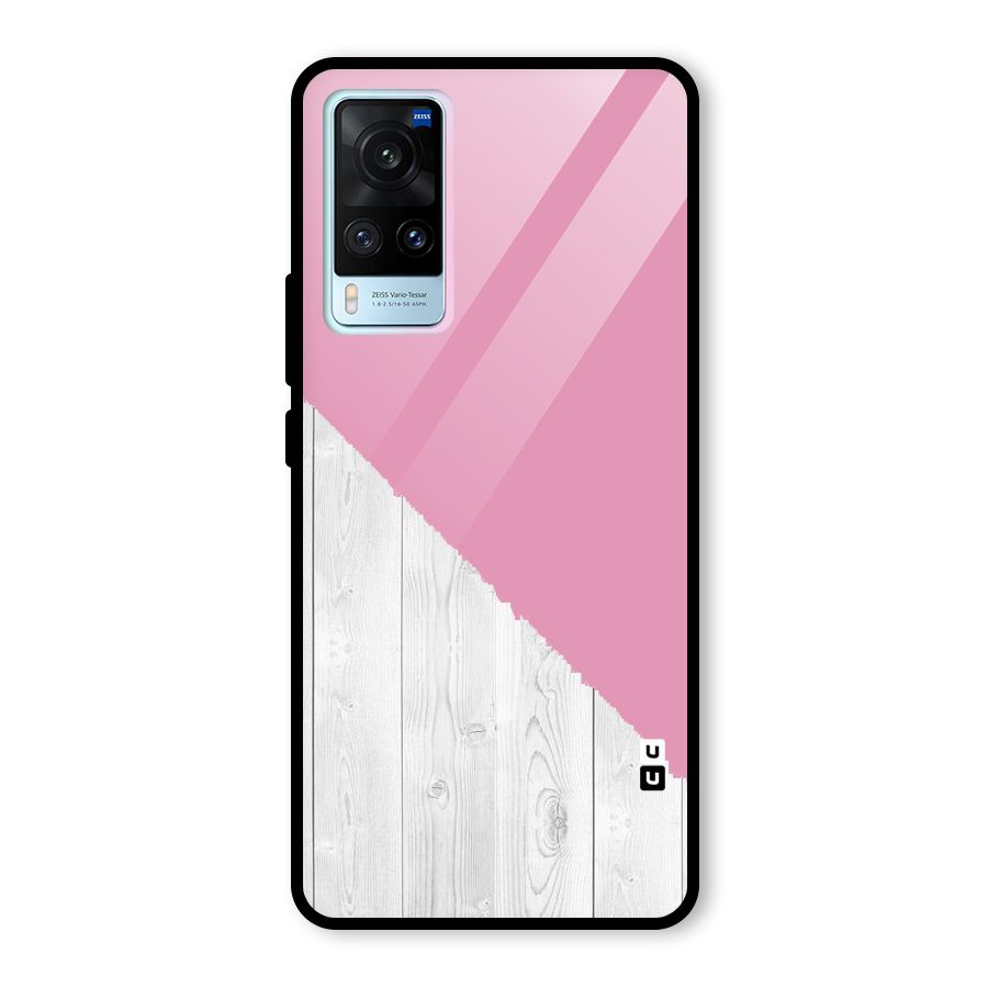 Grey Pink Wooden Design Glass Back Case for Vivo X60