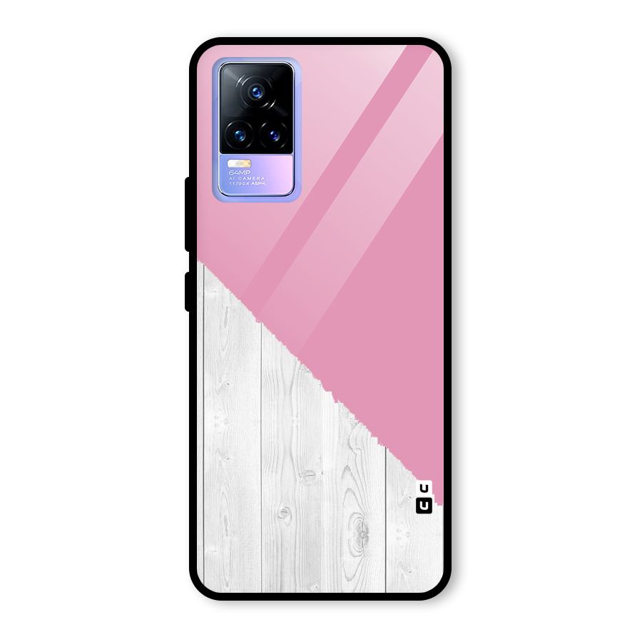 Grey Pink Wooden Design Glass Back Case for Vivo Y73