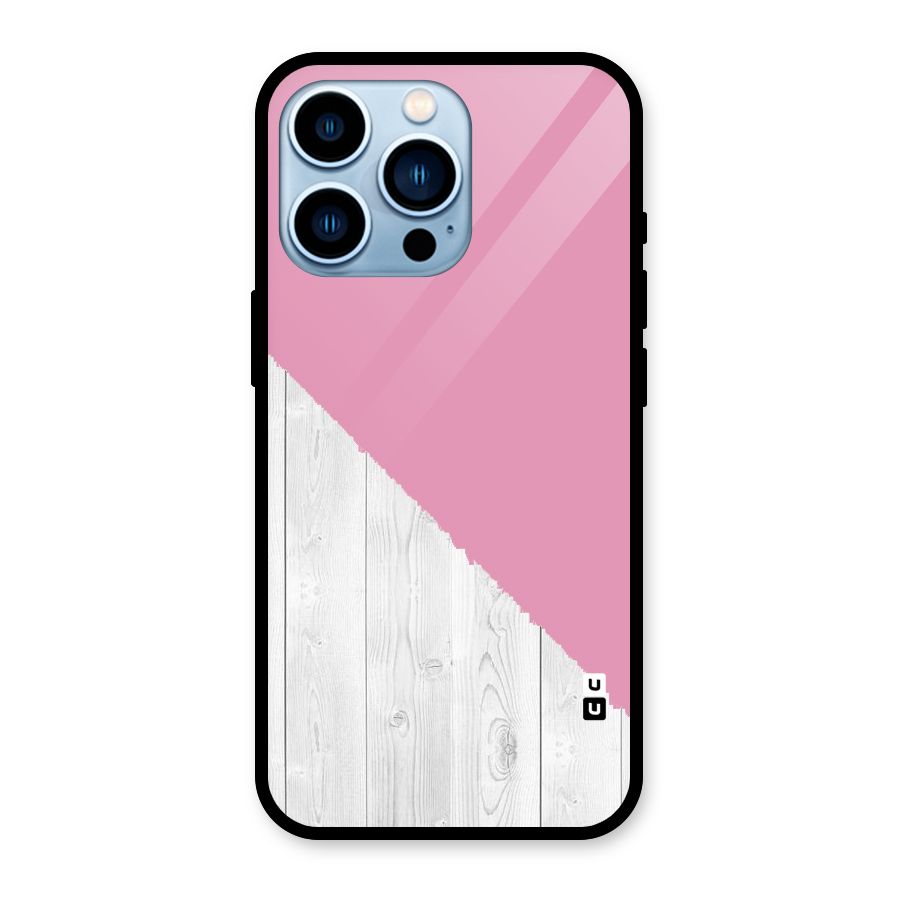 Grey Pink Wooden Design Glass Back Case for iPhone 13 Pro