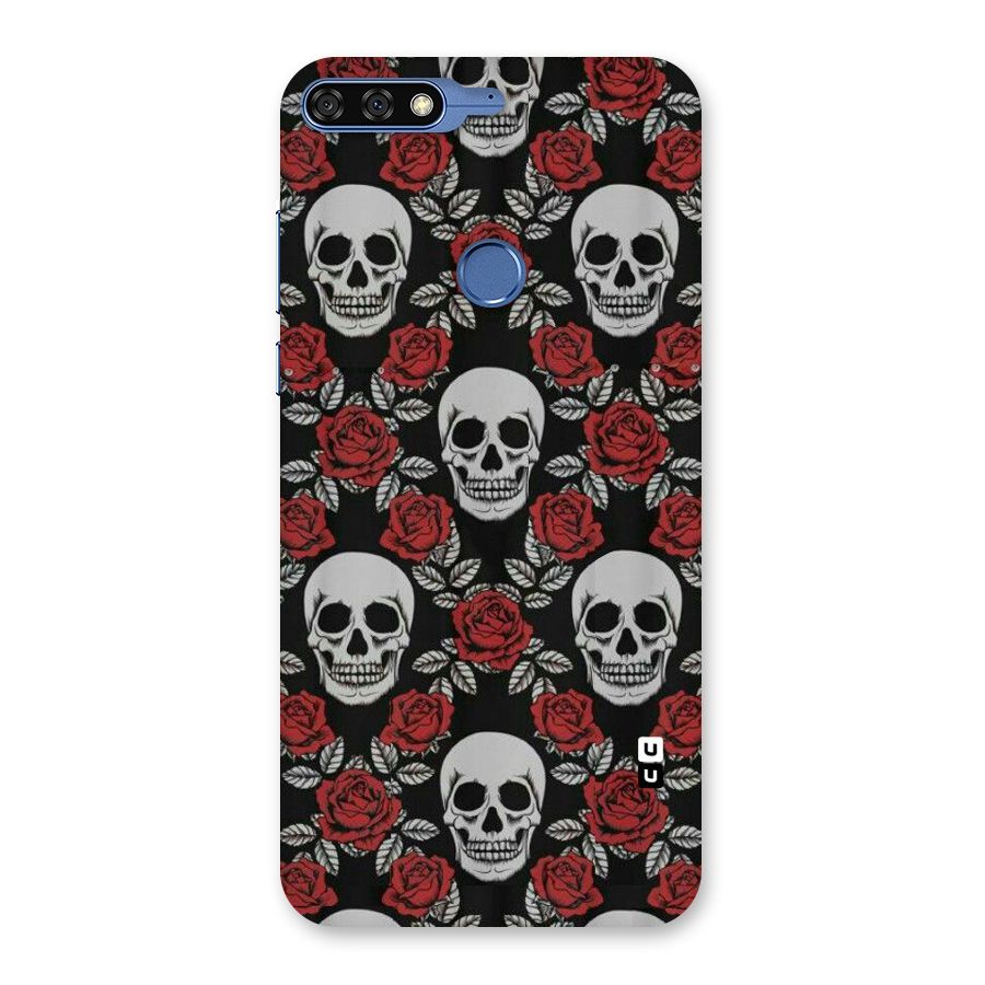Grey Skulls Back Case for Honor 7C