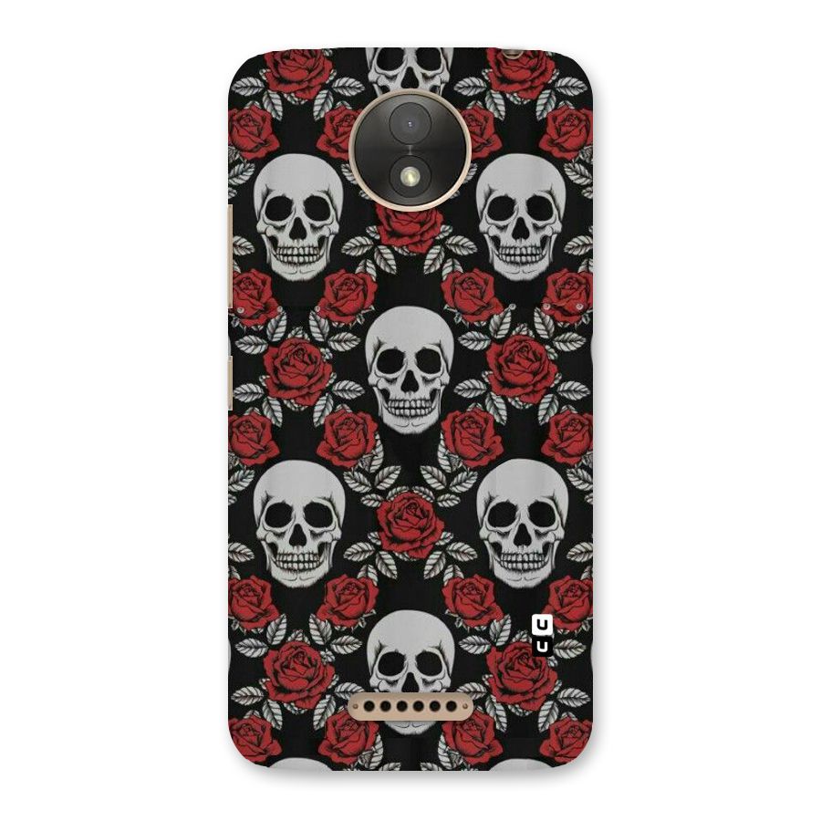 Grey Skulls Back Case for Moto C Plus