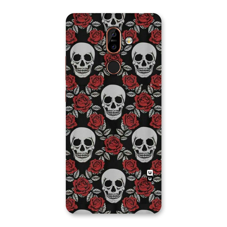 Grey Skulls Back Case for Nokia 7 Plus