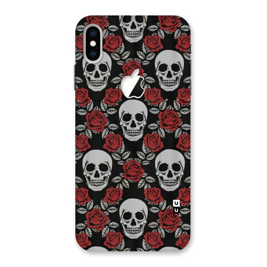 Grey Skulls Back Case for iPhone XS Max Apple Cut