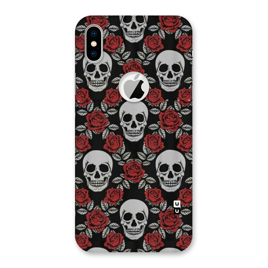Grey Skulls Back Case for iPhone X Logo Cut