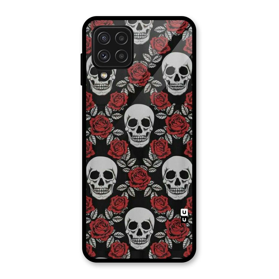 Grey Skulls Glass Back Case for Galaxy A22 4G