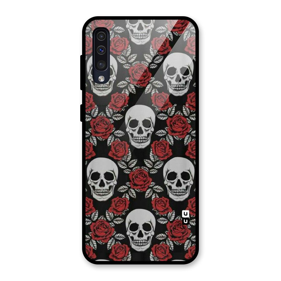Grey Skulls Glass Back Case for Galaxy A30s