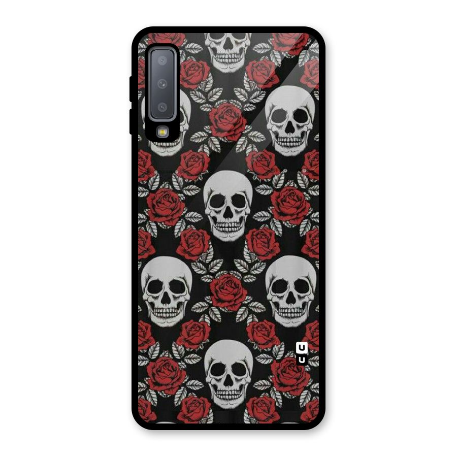 Grey Skulls Glass Back Case for Galaxy A7 (2018)