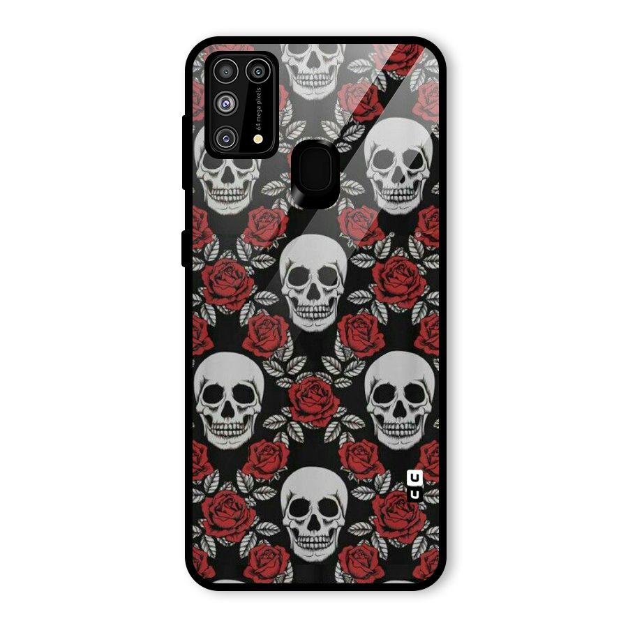 Grey Skulls Glass Back Case for Galaxy F41