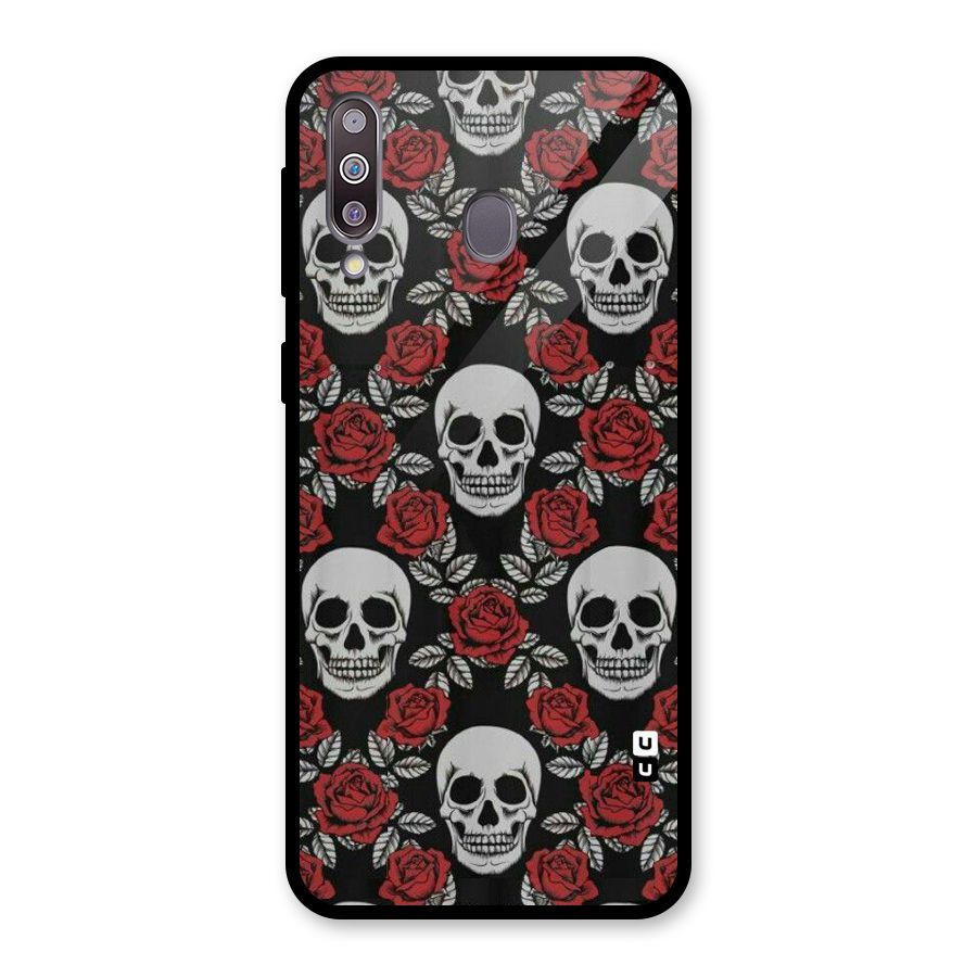 Grey Skulls Glass Back Case for Galaxy M30