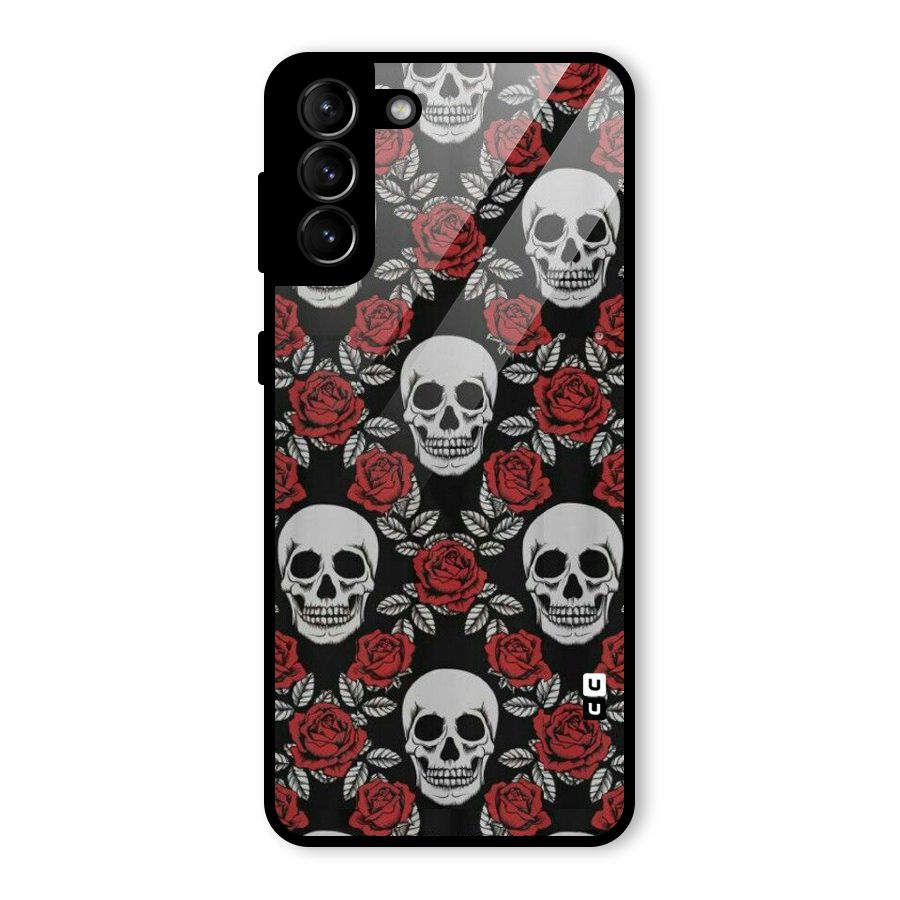 Grey Skulls Glass Back Case for Galaxy S21 Plus
