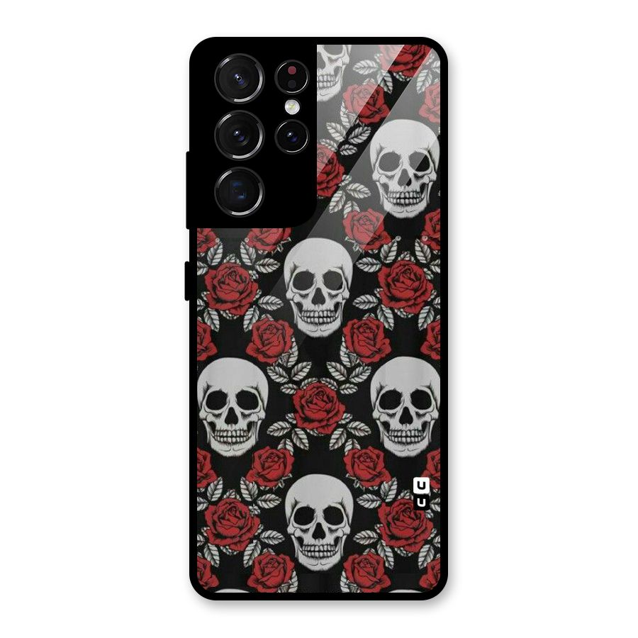 Grey Skulls Glass Back Case for Galaxy S21 Ultra 5G