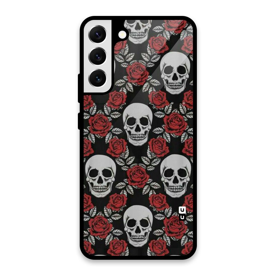 Grey Skulls Glass Back Case for Galaxy S22 Plus 5G