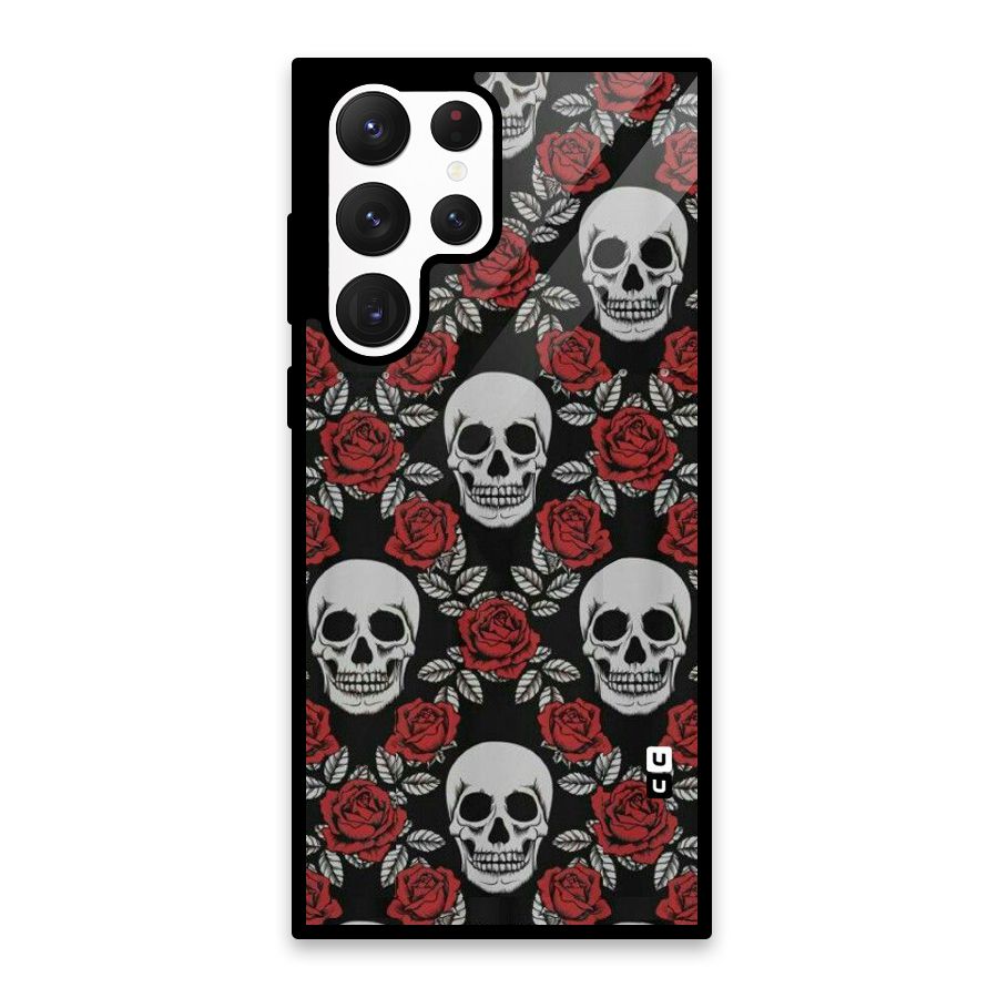 Grey Skulls Glass Back Case for Galaxy S22 Ultra 5G