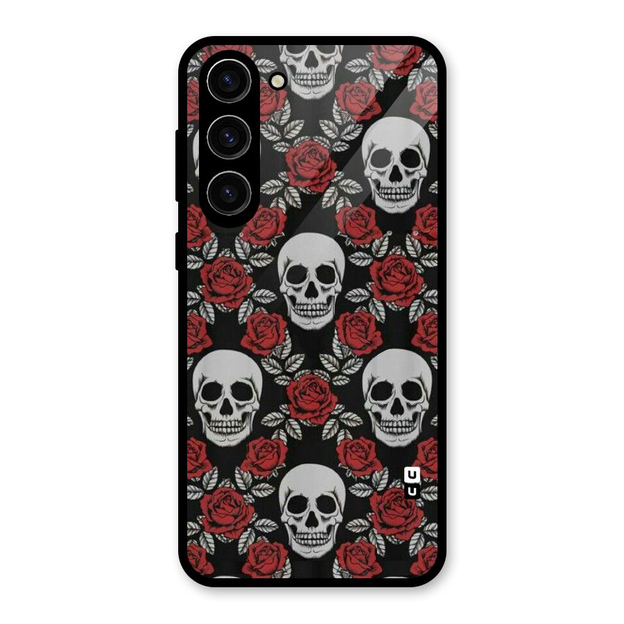 Grey Skulls Glass Back Case for Galaxy S23 Plus