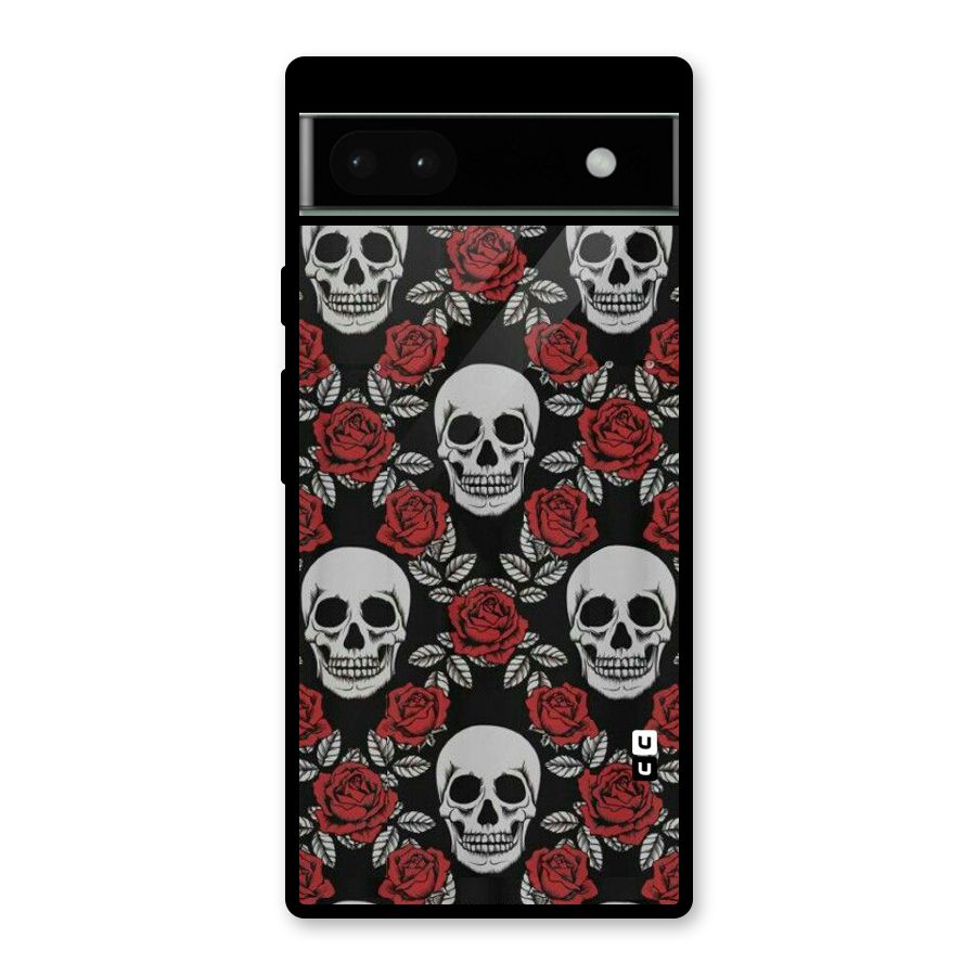 Grey Skulls Glass Back Case for Google Pixel 6a