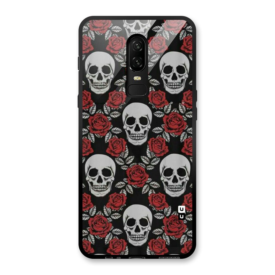 Grey Skulls Glass Back Case for OnePlus 6