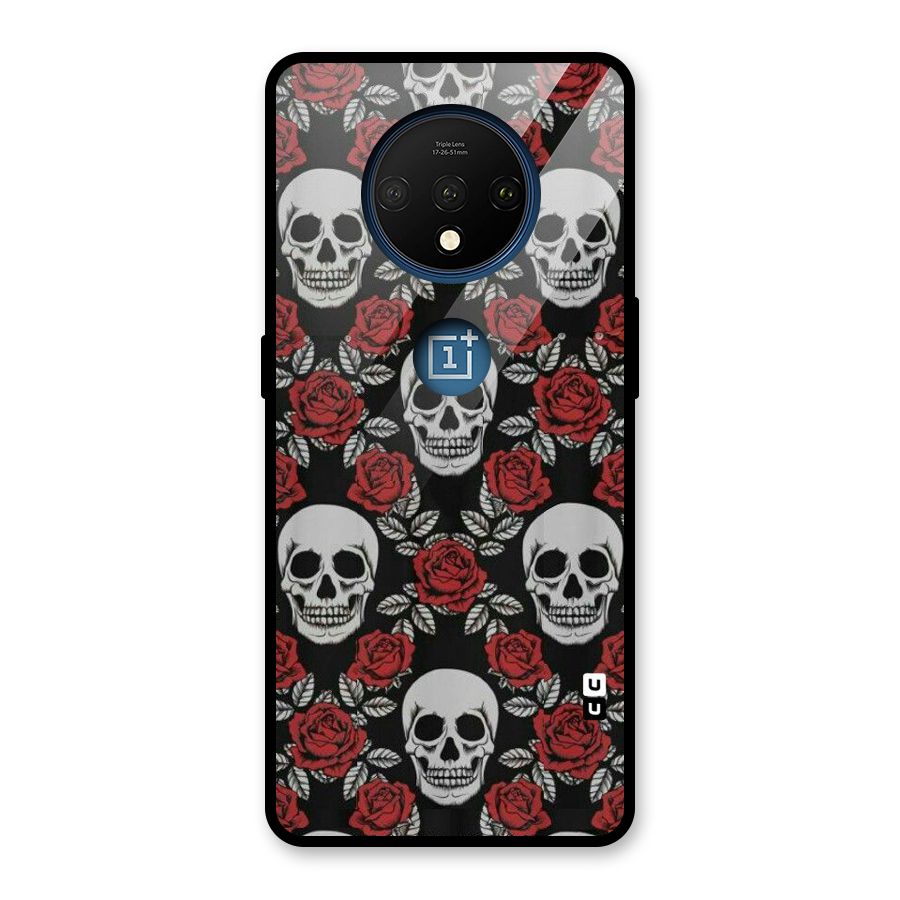 Grey Skulls Glass Back Case for OnePlus 7T