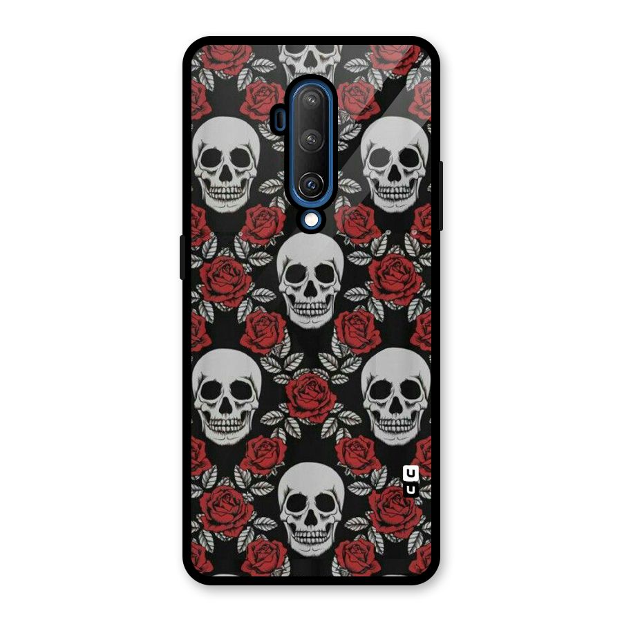 Grey Skulls Glass Back Case for OnePlus 7T Pro