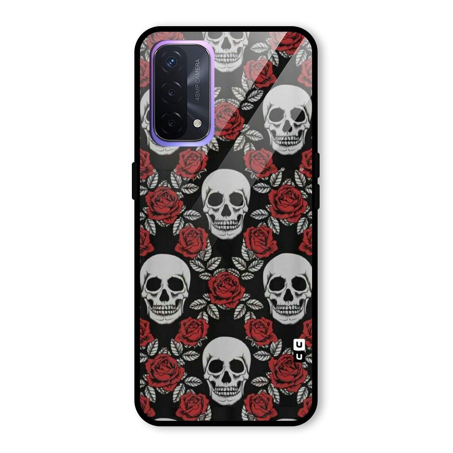 Grey Skulls Glass Back Case for Oppo A74 5G