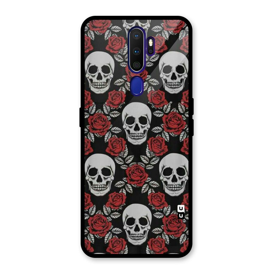 Grey Skulls Glass Back Case for Oppo A9 (2020)