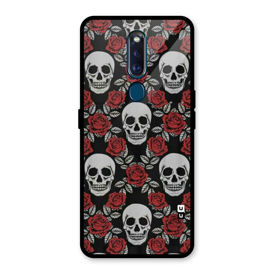 Grey Skulls Glass Back Case for Oppo F11 Pro