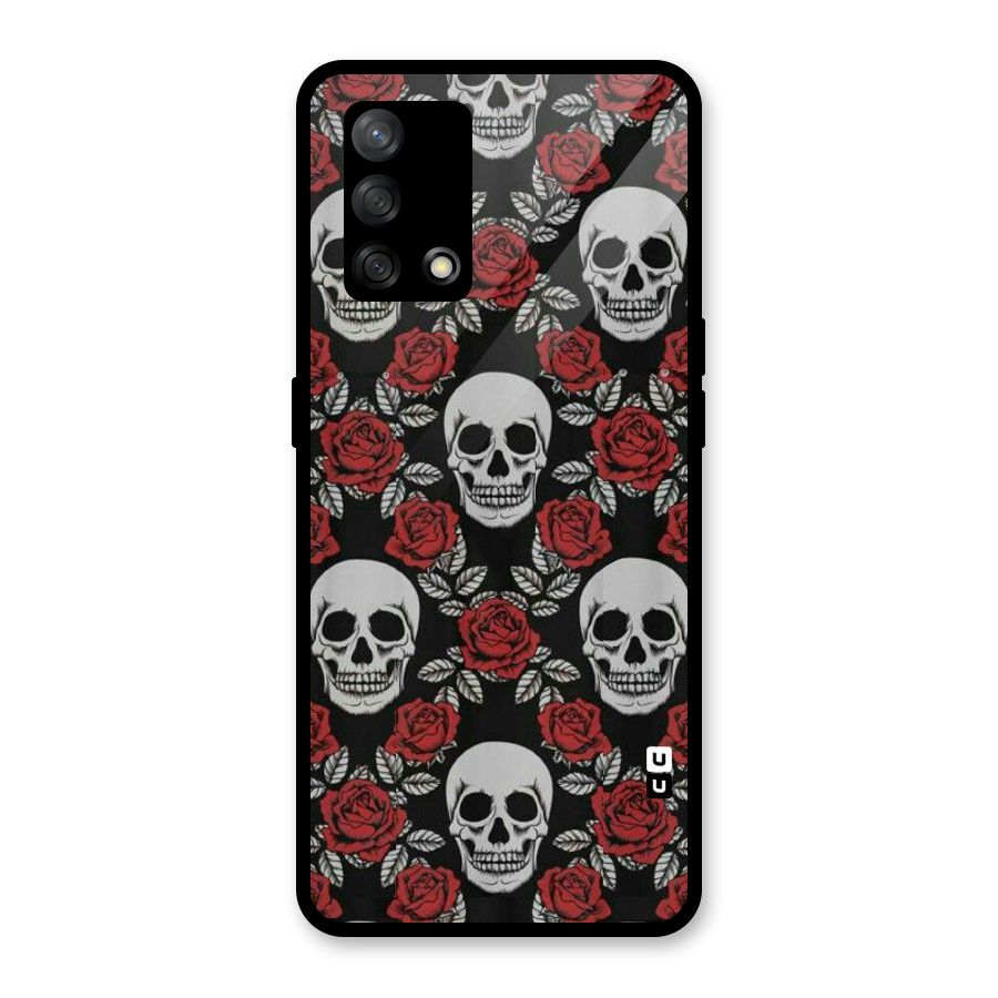 Grey Skulls Glass Back Case for Oppo F19