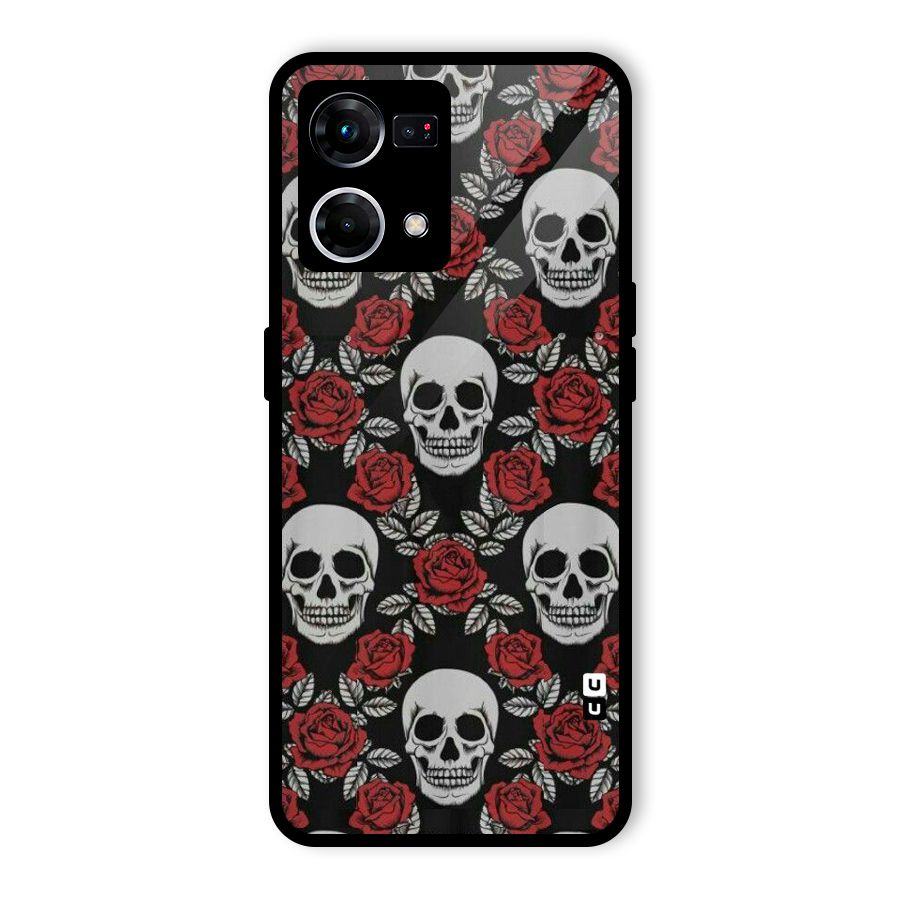 Grey Skulls Glass Back Case for Oppo F21 Pro 4G