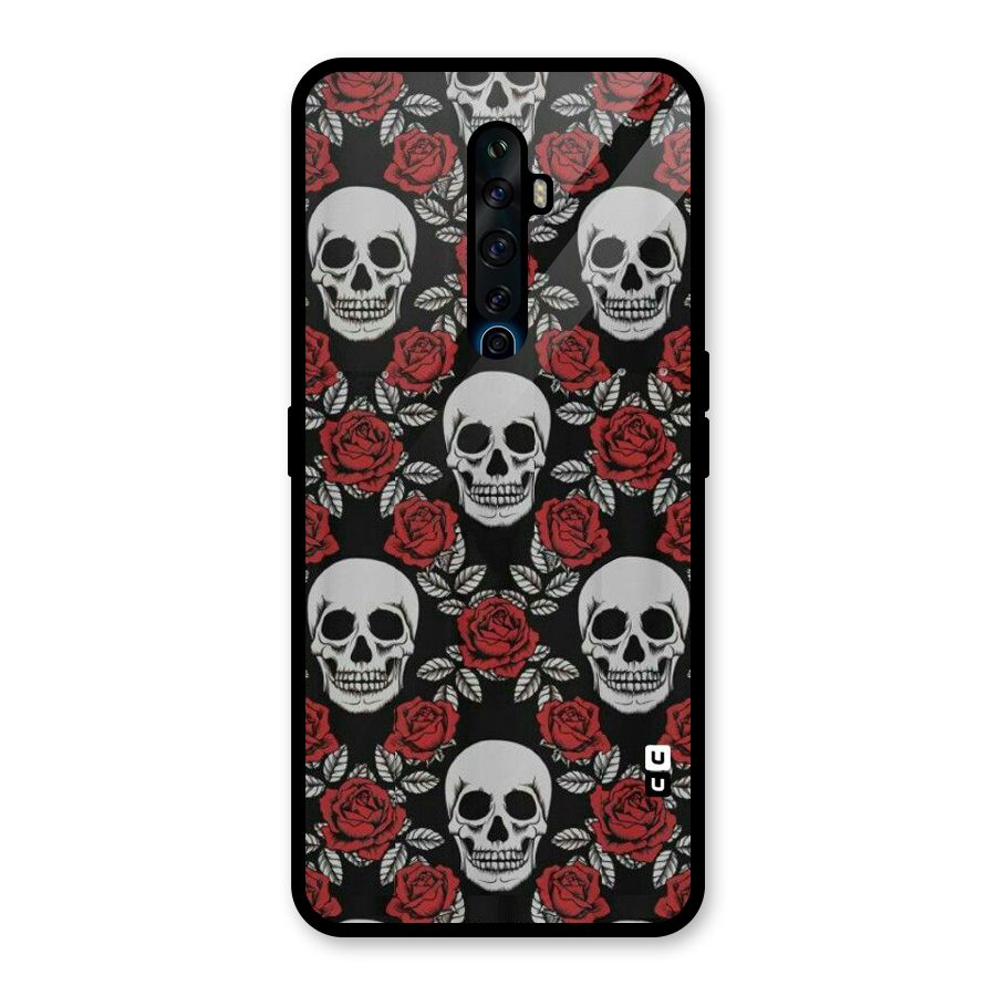 Grey Skulls Glass Back Case for Oppo Reno2 F