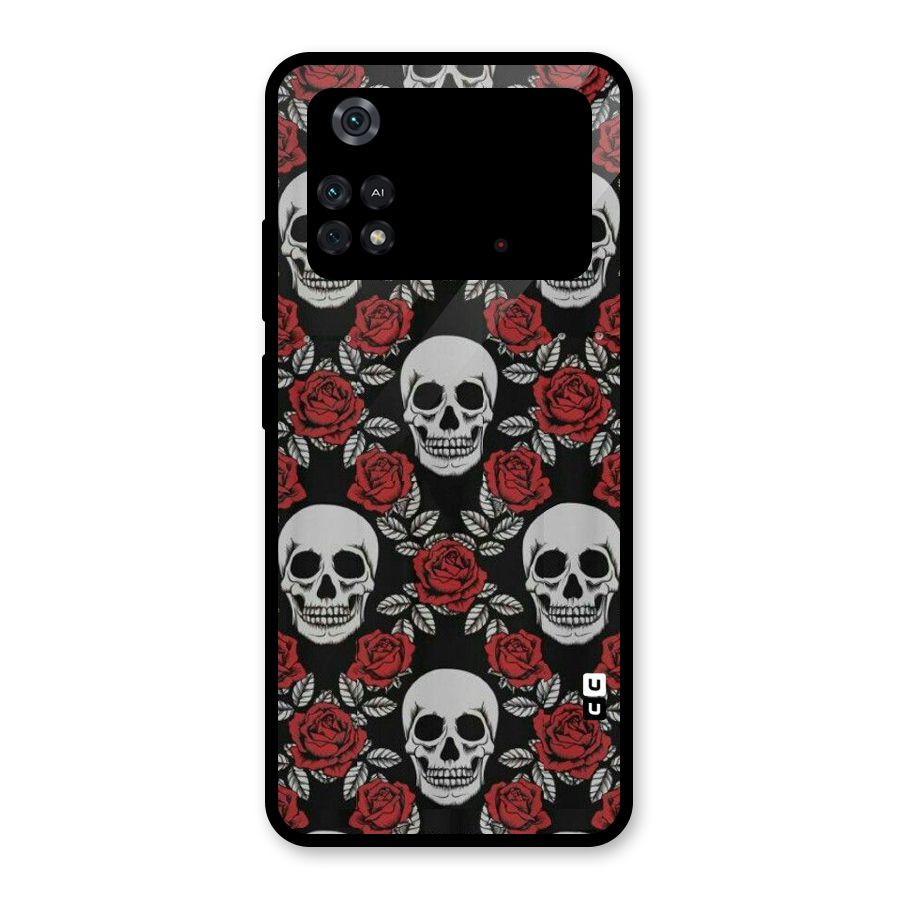 Grey Skulls Glass Back Case for Poco M4 Pro 4G