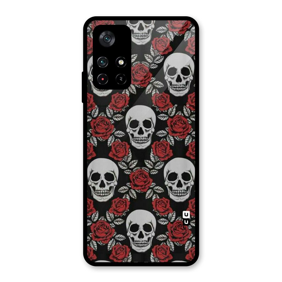 Grey Skulls Glass Back Case for Poco M4 Pro 5G