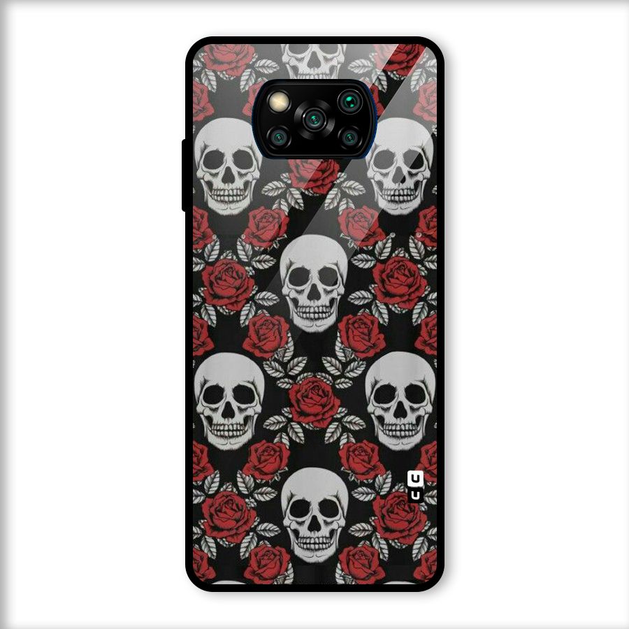 Grey Skulls Glass Back Case for Poco X3