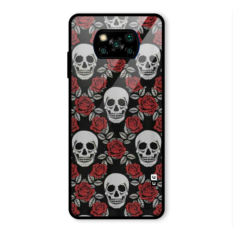 Grey Skulls Glass Back Case for Poco X3 Pro
