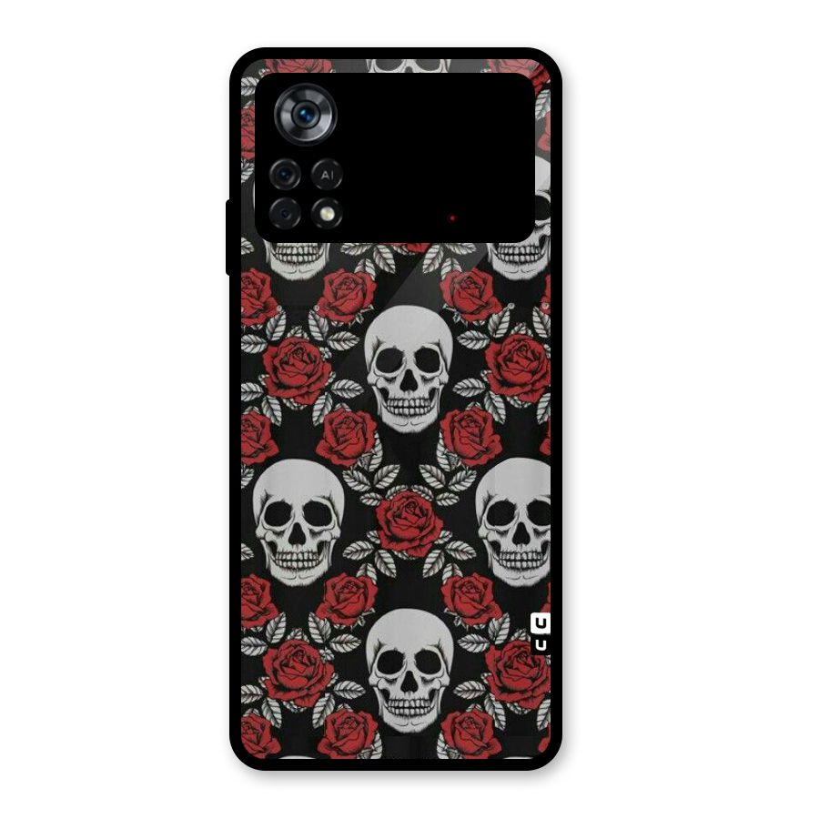 Grey Skulls Glass Back Case for Poco X4 Pro 5G