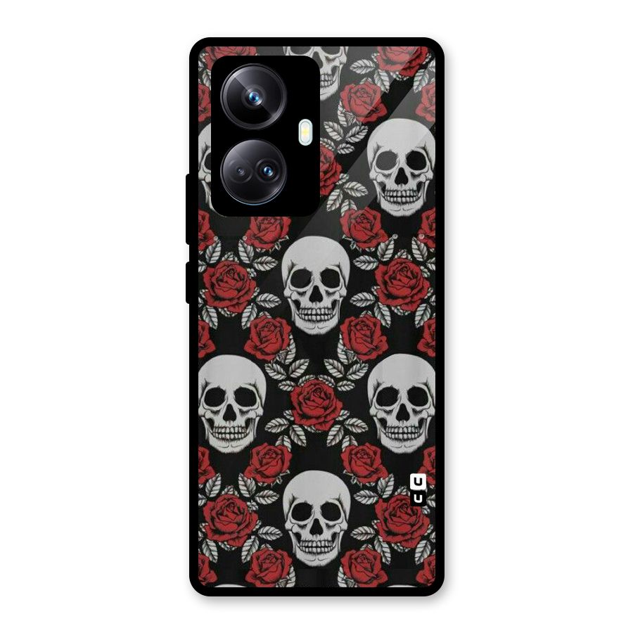 Grey Skulls Glass Back Case for Realme 10 Pro Plus