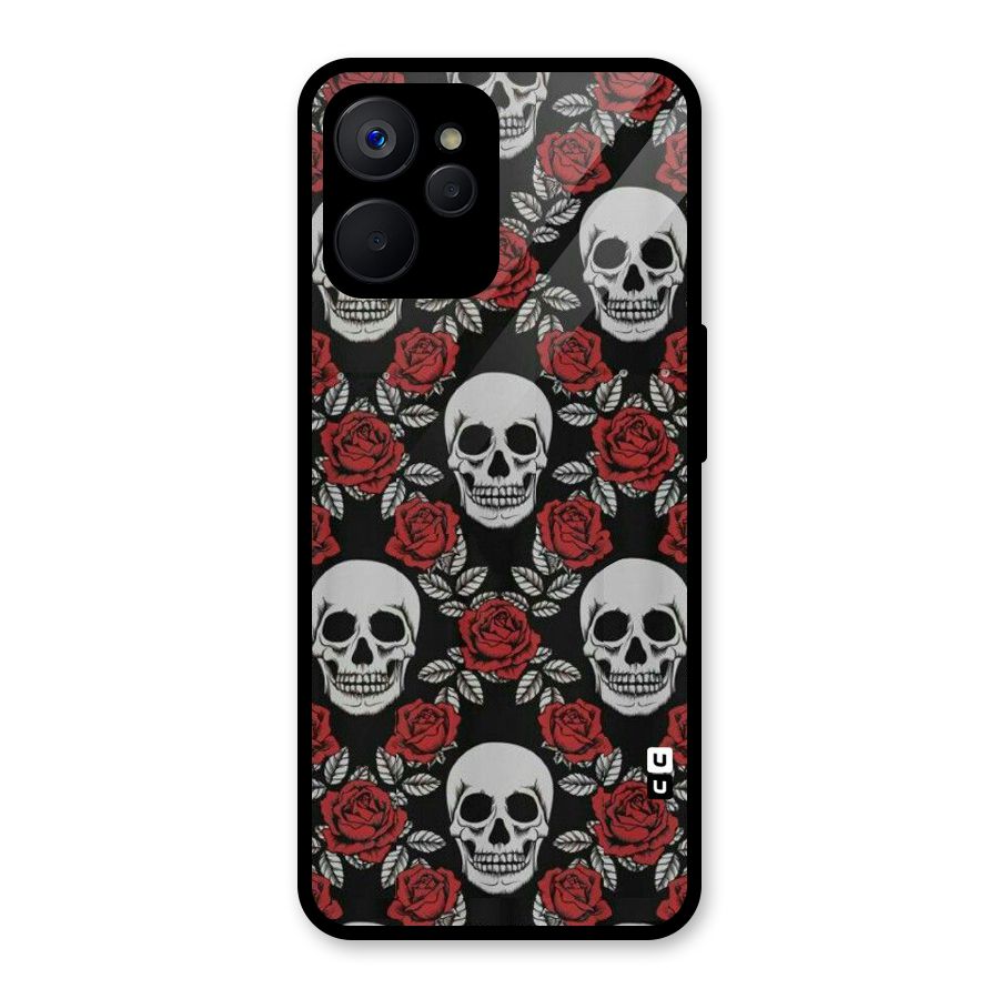 Grey Skulls Glass Back Case for Realme 9i 5G