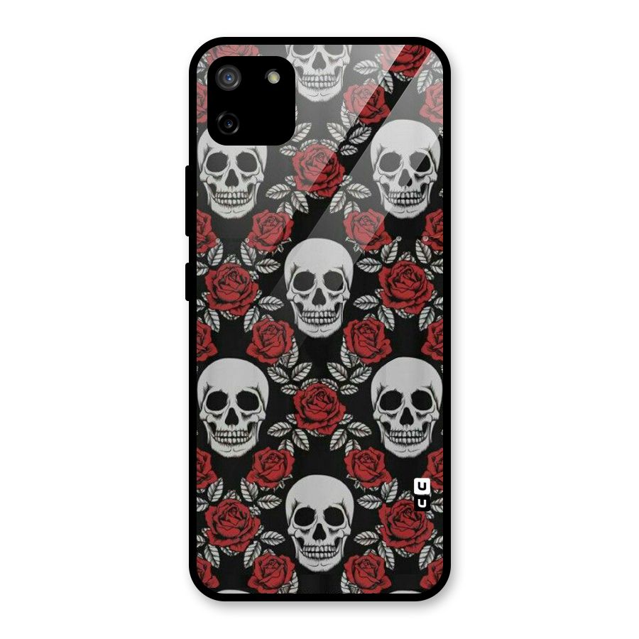 Grey Skulls Glass Back Case for Realme C11