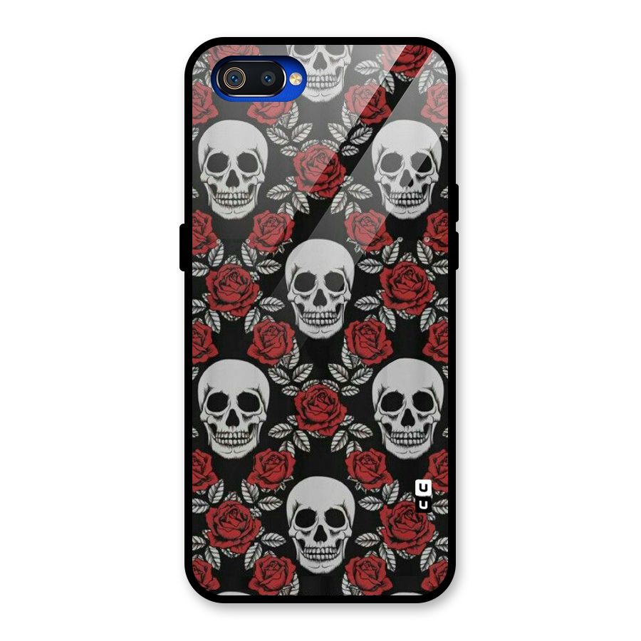 Grey Skulls Glass Back Case for Realme C2